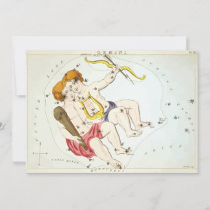Urania Mirror Gemini Constellation Antique Print Einladung