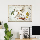Urania-Spiegel - Lacerta, Cygnus, Lyra, Vulpecula Poster (Heimbüro)