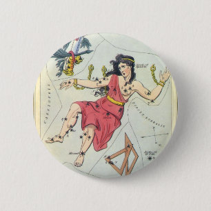 Urania-Spiegel, Vintage Astronomie-Himmelskarte Button