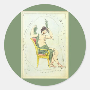 Urania-Spiegel, Vintage Astronomie-Himmelskarte Runder Aufkleber