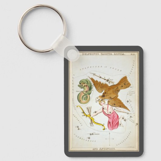 Urania-Spiegel, Vintage Astronomie-Himmelskarte Schlüsselanhänger (Vorderseite)