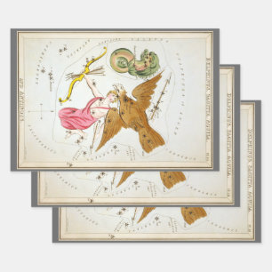 Urania's Mirror, Vintage Astronomiekarte des Himme Geschenkpapier Set