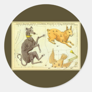 Urania's Spiegel, Vintage-Astronomie-Himmelskarte Runder Aufkleber