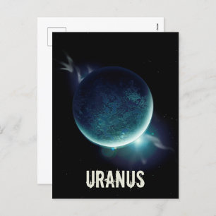 Uranus blauer Planet 3D-Universum-Darstellung Feiertagspostkarte