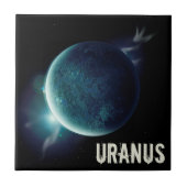 Uranus blauer Planet 3D-Universum-Darstellung Fliese (Vorderseite)