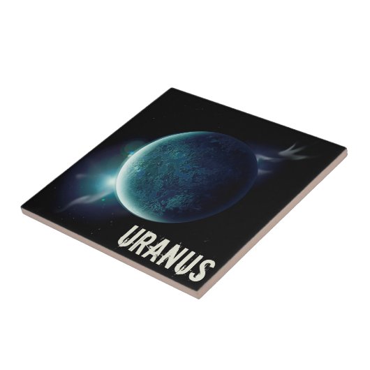 Uranus blauer Planet 3D-Universum-Darstellung Fliese (Seite)