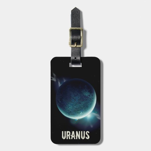 Uranus blauer Planet 3D-Universum-Darstellung Gepäckanhänger (Vorderseite vertikal)