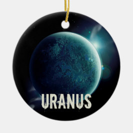 Uranus blauer Planet 3D-Universum-Darstellung Keramik Ornament