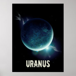 Uranus blauer Planet 3D-Universum-Darstellung Poster