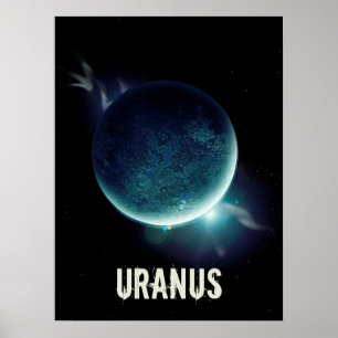 Uranus blauer Planet 3D-Universum-Darstellung Poster
