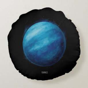 Uranus Planet Artwork - Cosmic Space Illustration Rundes Kissen