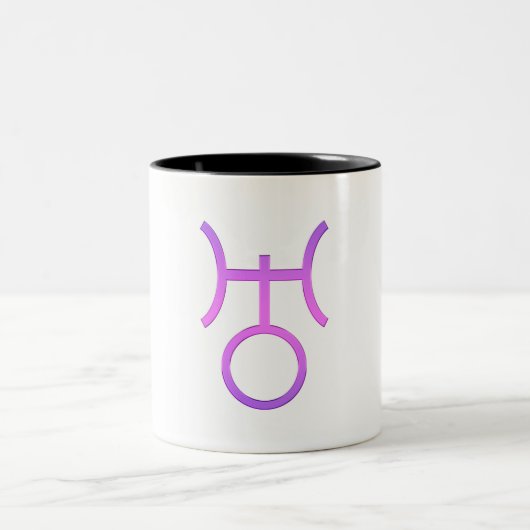 Uranus Planetales Symbol Astrologie Zodiac-Zeichen Zweifarbige Tasse (Mittel)