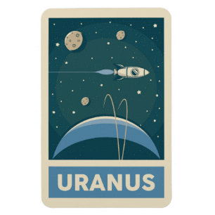 Uranus Retro Galaxie Rakete Magnet
