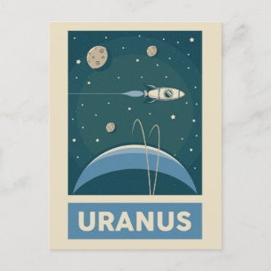 Uranus Retro Galaxy Rakete Postkarte