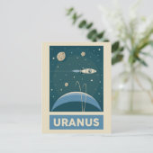 Uranus Retro Galaxy Rakete Postkarte (Stehend Vorderseite)