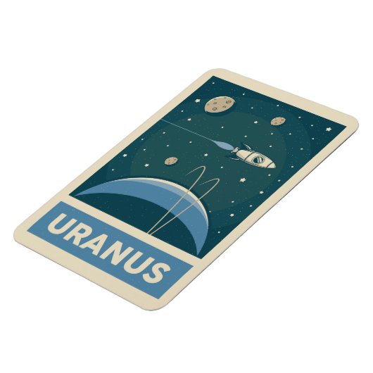Uranus Retro Galaxy Rocket Magnet (Linke Seite)