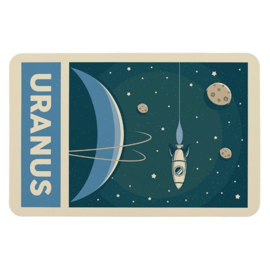 Uranus Retro Galaxy Rocket Magnet (Horizontal)