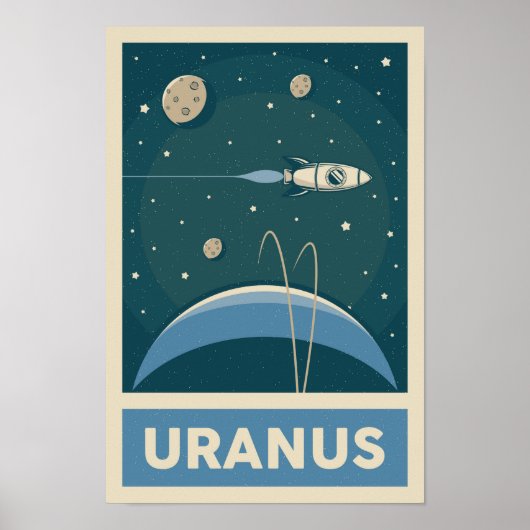 Uranus Retro Galaxy Rocket Poster (Vorne)