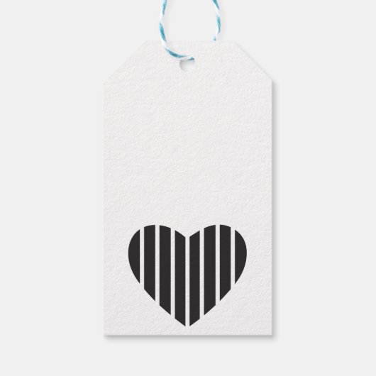 Urba Script Monogram Herz auf schwarz Geschenkanhänger (Rückseite)