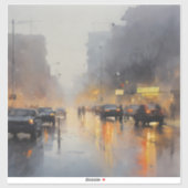 Urban Abend Rain Szene Aufkleber (Blatt)