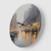 Urban Abend Rain Szene Große Wanduhr (Winkel)