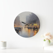 Urban Abend Rain Szene Große Wanduhr (Zuhause)