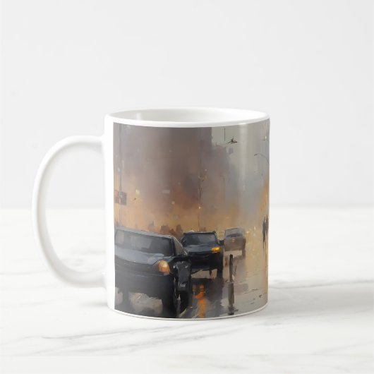 Urban Abend Rain Szene Kaffeetasse (Links)