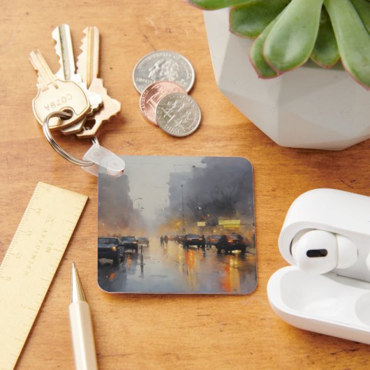 Urban Abend Rain Szene Schlüsselanhänger (Schreibtisch)