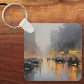 Urban Abend Rain Szene Schlüsselanhänger (Vorderseite)