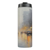 Urban Abend Rain Szene Thermosbecher (Vorderseite)