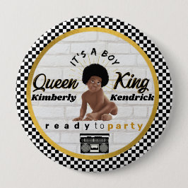 Urban Afro Baby Boy 90's Hip Hop Retro Baby Dusche Button