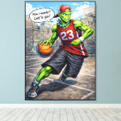 Urban Alien Basketball Player - Comic Style Art Leinwanddruck (Insitu (Holzboden))