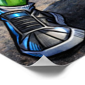 Urban Alien Basketball Player - Comic Style Art Poster (Ecke)