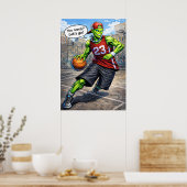 Urban Alien Basketball Player - Comic Style Art Poster (Küche)