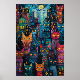 Urban Alley Cats: Lebhafte urbane Kunst Poster