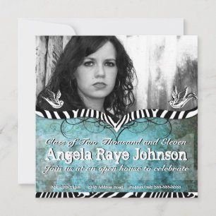 Urban & Angesagt Tattoo Blue Grunge & Zebra Einlad Einladung