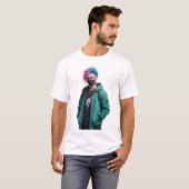Urban Anime Boy with Golden Lion Back Print Tee (Vorne ganz)