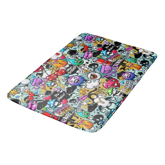 Urban Art Graffiti Badematte (Schrägansicht)