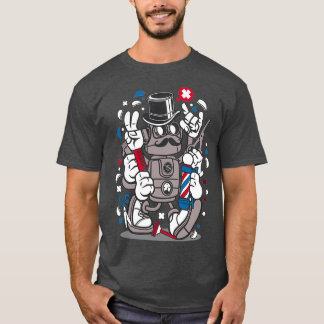 Urban Barber Hipster Robot Hair Cut Sticker T-Shirt