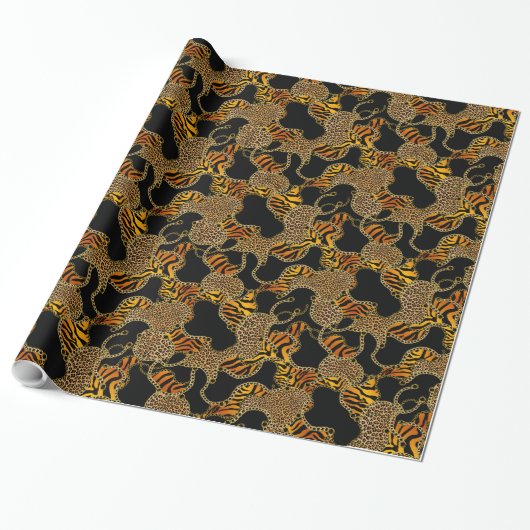 Urban Baroque Gold Chains Animal Print Geschenkpapier (Ungerollt)