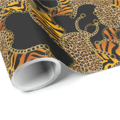Urban Baroque Gold Chains Animal Print Geschenkpapier (Rolleneckpunkt)