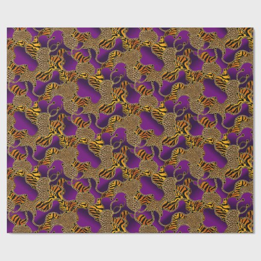 Urban Baroque Gold Chains Animal Print Geschenkpapier (Flach)