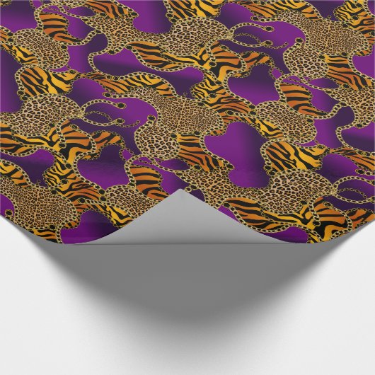 Urban Baroque Gold Chains Animal Print Geschenkpapier (Ecke)