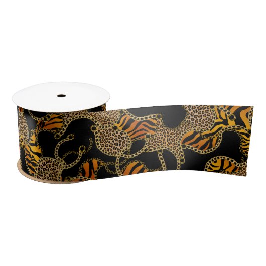 Urban Baroque Gold Chains Animal Print Satinband (Spule)