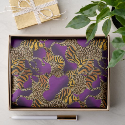 Urban Baroque Gold Chains Animal Print Seidenpapier (Geschenk)