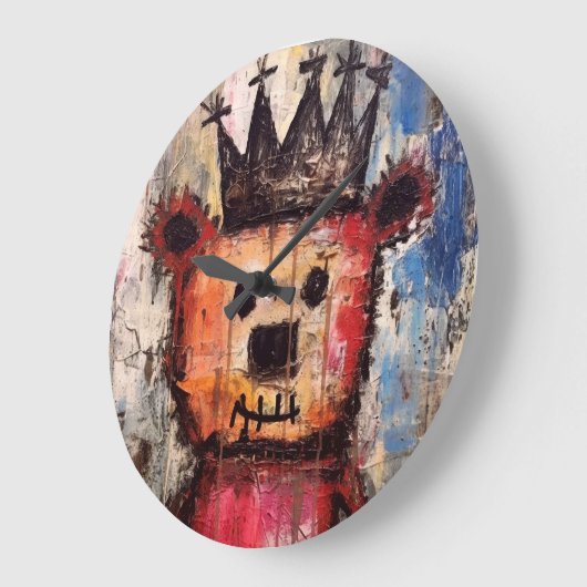 Urban Bear King GRAFFITI Große Wanduhr (Winkel)