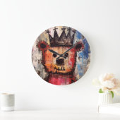 Urban Bear King GRAFFITI Große Wanduhr (Zuhause)