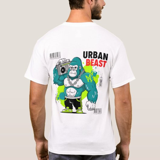 Urban Beast - Gorilla mit Boombox & Chains T-Shirt (Rückseite)