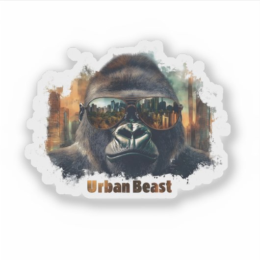 Urban Beast Gorilla mit Sonnenbrille Aufkleber (Vorderseite)
