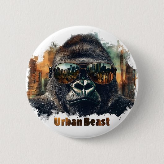Urban Beast Gorilla mit Sonnenbrille Button (Vorderseite)